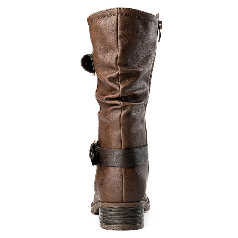 GLOBALWIN Mid-Calf Brown Comfortable Fashion Dress Boots For Women Low Heel Size 9M - Image 5